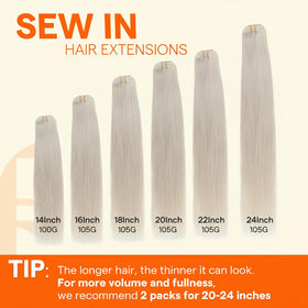 Full Shine 20 Inch Weft Hair Extensions displayed with styling tools