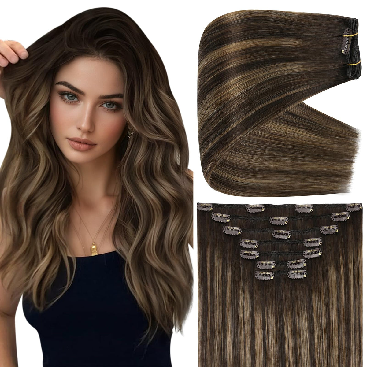 Full Shine 22 Inch Balayage Clip-in Extensions front view