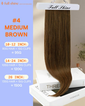 Full Shine 22 Inch Clip in Extensions Brown side view