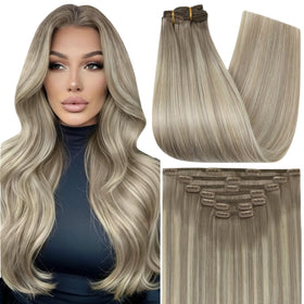 Full Shine 22 Inch Clip in Hair Extensions front view