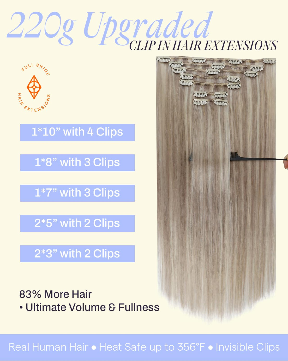 Full Shine 22 Inch Clip-In Hair Extensions packaging
