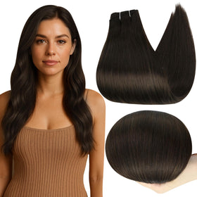 Full Shine 22 Inch Dark Brown Sew In Weft Hair Extensions front view
