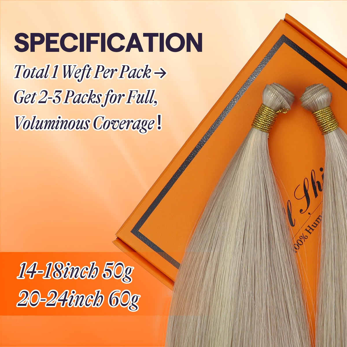 Full Shine 22 Inch Human Hair Weft Extensions Ash Blonde Highlight close-up