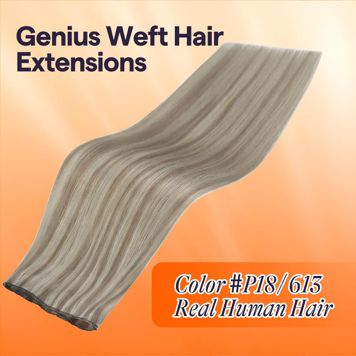 Full Shine 22 Inch Human Hair Weft Extensions Ash Blonde Highlight side view