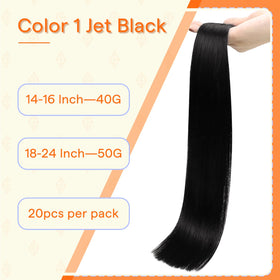 Full Shine 22 Inch Jet Black Tape in Hair Extensions packaging