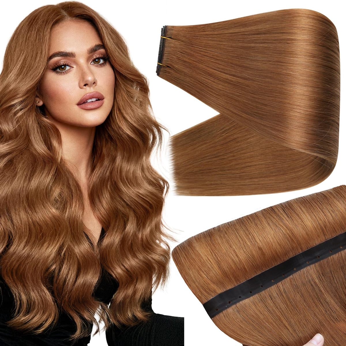 Full Shine 22 Inch Ovo Weft Hair Extensions 100G Copper front view