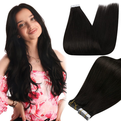 Full Shine 22 Inch Tape In Extensions Off Black front view