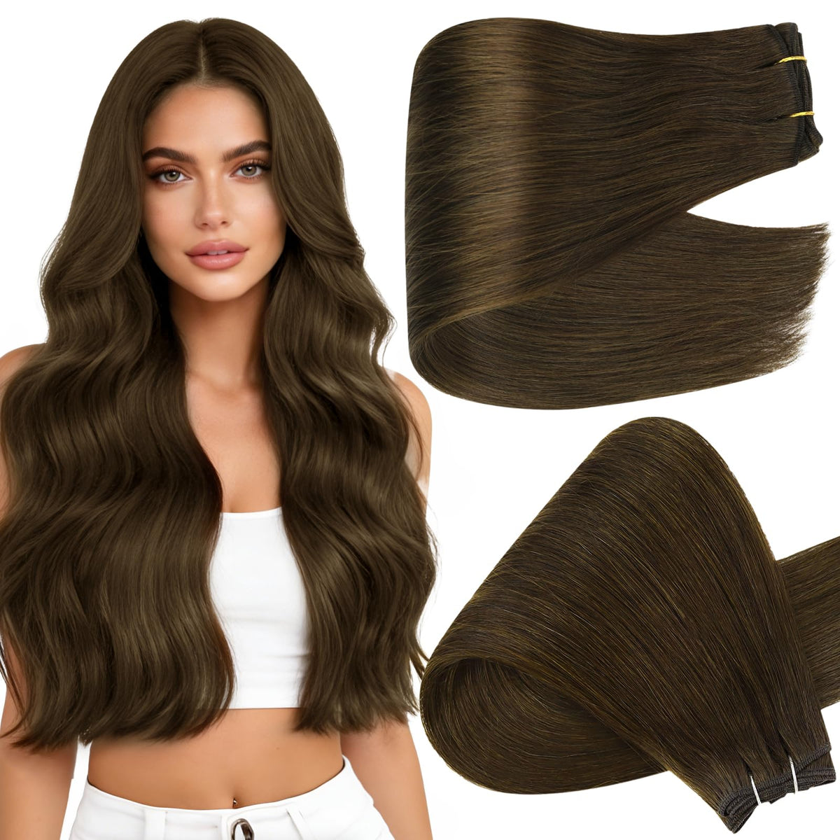 Full Shine 22 Inch Weft Hair Extensions 130G front view