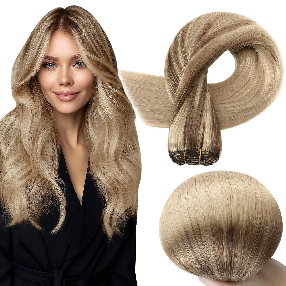 Full Shine 22 Inch Weft Hair Extensions Remy Human Hair front view