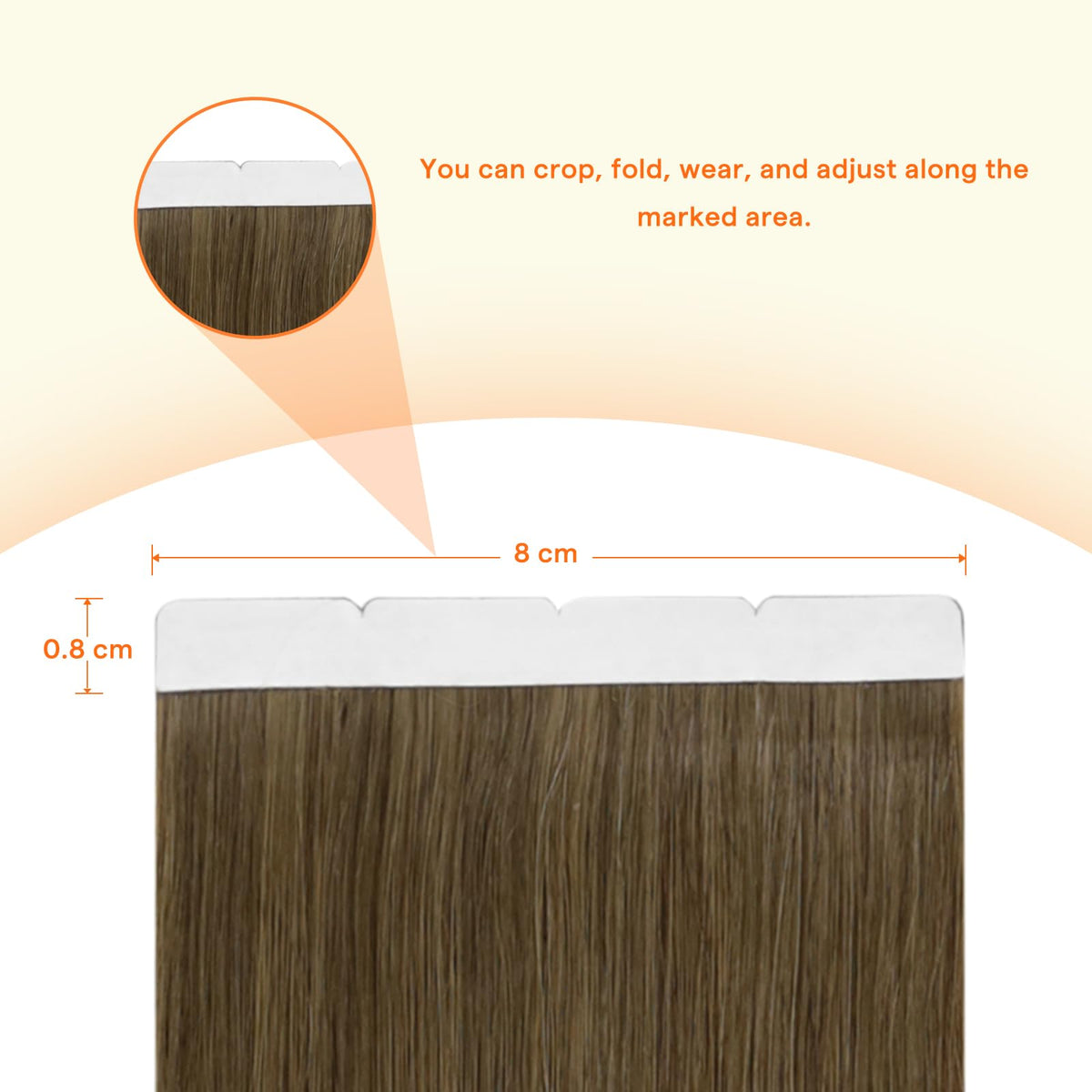 Full Shine 22 Inch Wide Tape Hair Extensions close-up of tape