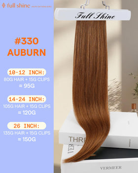 Full Shine 24 Inch Auburn Clip in Hair Extensions packaging