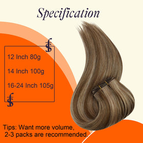 Full Shine 24 Inch Double Weft Hair Extensions in natural light