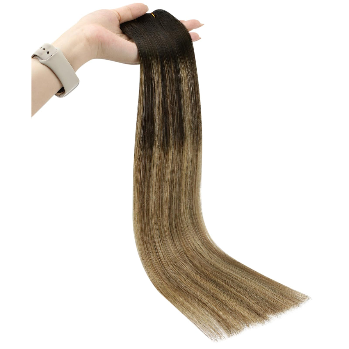 Full Shine 24 Inch Machine Weft Hair Extensions laid flat for display