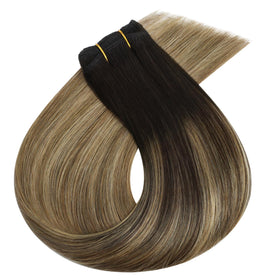 Full Shine 24 Inch Machine Weft Hair Extensions styled in a ponytail