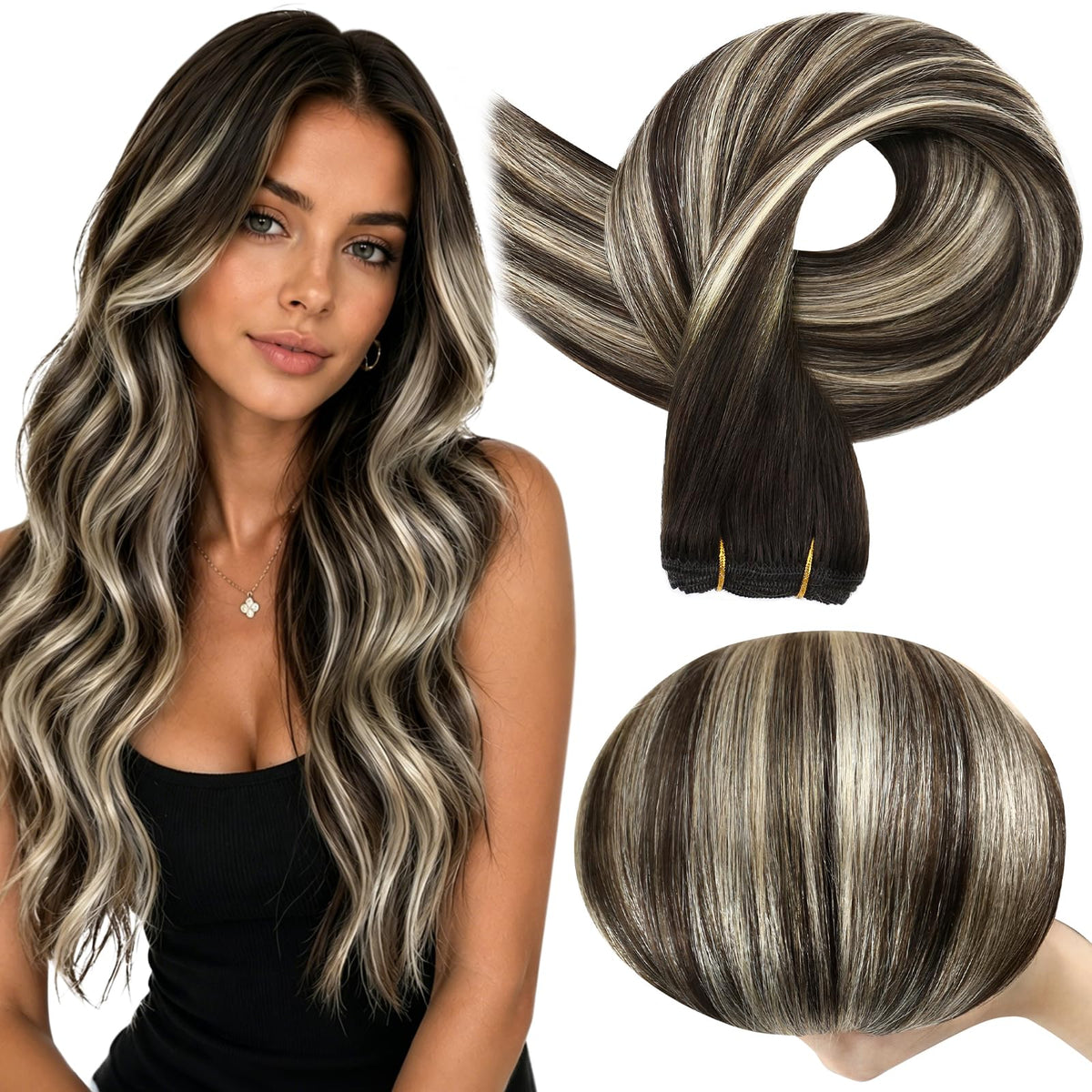 Full Shine 24 Inch Weft Hair Extensions front view with natural texture
