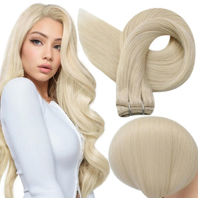 Full Shine 24 Inch Weft Hair Extensions Platinum Blonde front view