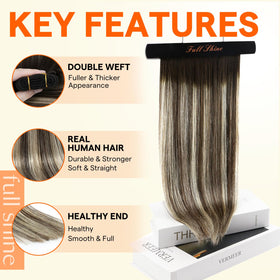 Full Shine 24 Inch Weft Hair Extensions showing double weft construction