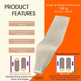 Full Shine 24 Inch White Blonde Tape In Extensions packaging