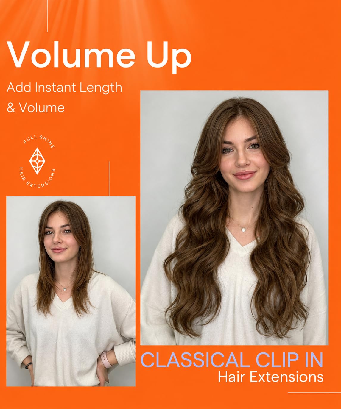 Full Shine 7-piece set showing different widths of extensions