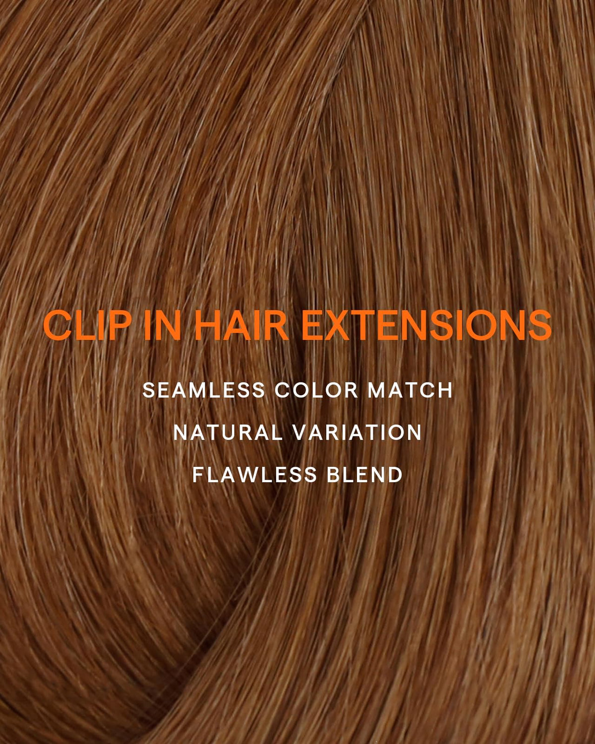 Full Shine Auburn Hair Extensions laid flat for display