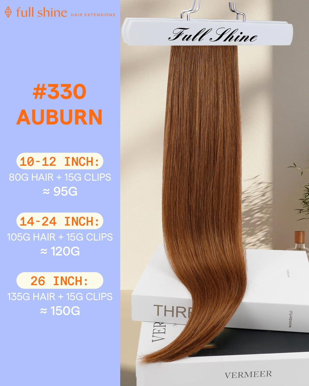 Full Shine Auburn Hair Extensions packaging