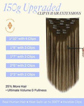 Full Shine Balayage Clip in Hair Extensions 150g packaging