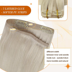 Full Shine Blonde Clip In Hair Extensions displayed on a mannequin