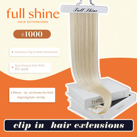 Full Shine Blonde Clip In Hair Extensions packaging