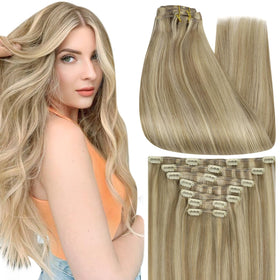 Full Shine Blonde Hair Extensions 18 Inch front view