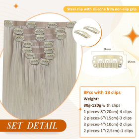 Full Shine Blonde Human Hair Clip in Extensions 22 Inch close-up of clips