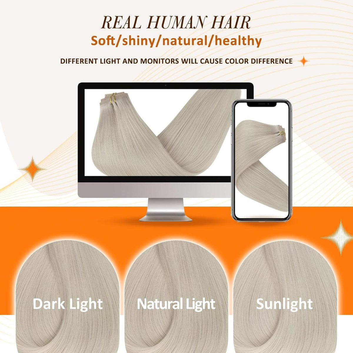Full Shine Blonde Human Hair Clip in Extensions 22 Inch close-up of hair texture