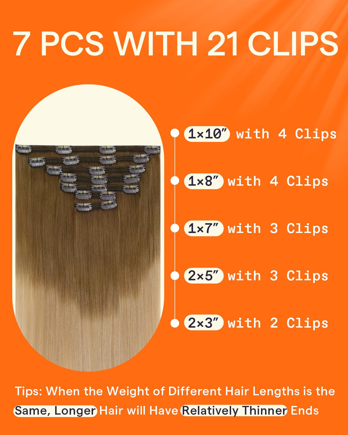 Full Shine Brown Blonde Clip in Hair Extensions in packaging