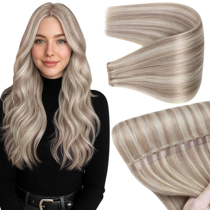 Full Shine Butterfly Weft Hair Extensions 18 Inch Blonde front view