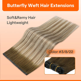 Full Shine Butterfly Weft Hair Extensions 18 Inch packaging
