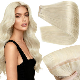Full Shine Butterfly Weft Hair Extensions 20 Inch Platinum Blonde front view
