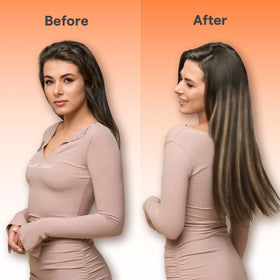 Full Shine Butterfly Weft Hair Extensions displayed with styling tools