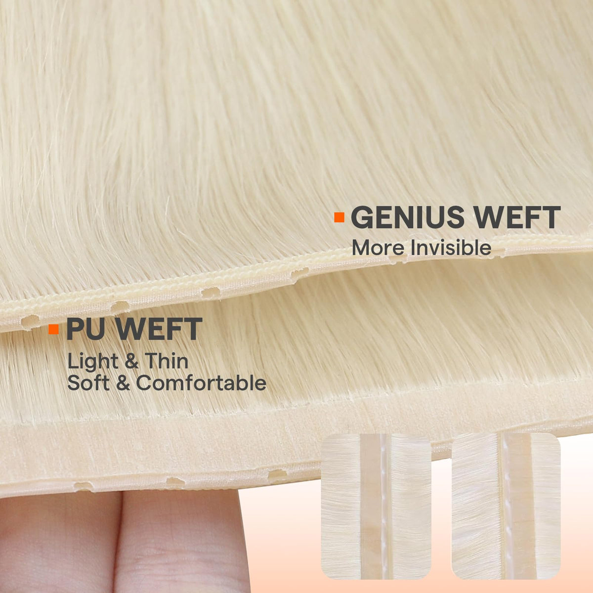 Full Shine Butterfly Weft Hair Extensions in different lighting