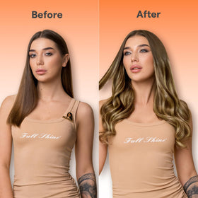 Full Shine Butterfly Weft Hair Extensions styled on model