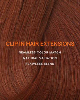 Full Shine Clip Hair Extensions Copper Mahogany back view