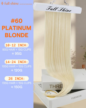 Full Shine Clip in Blonde Hair Extensions back view showing length