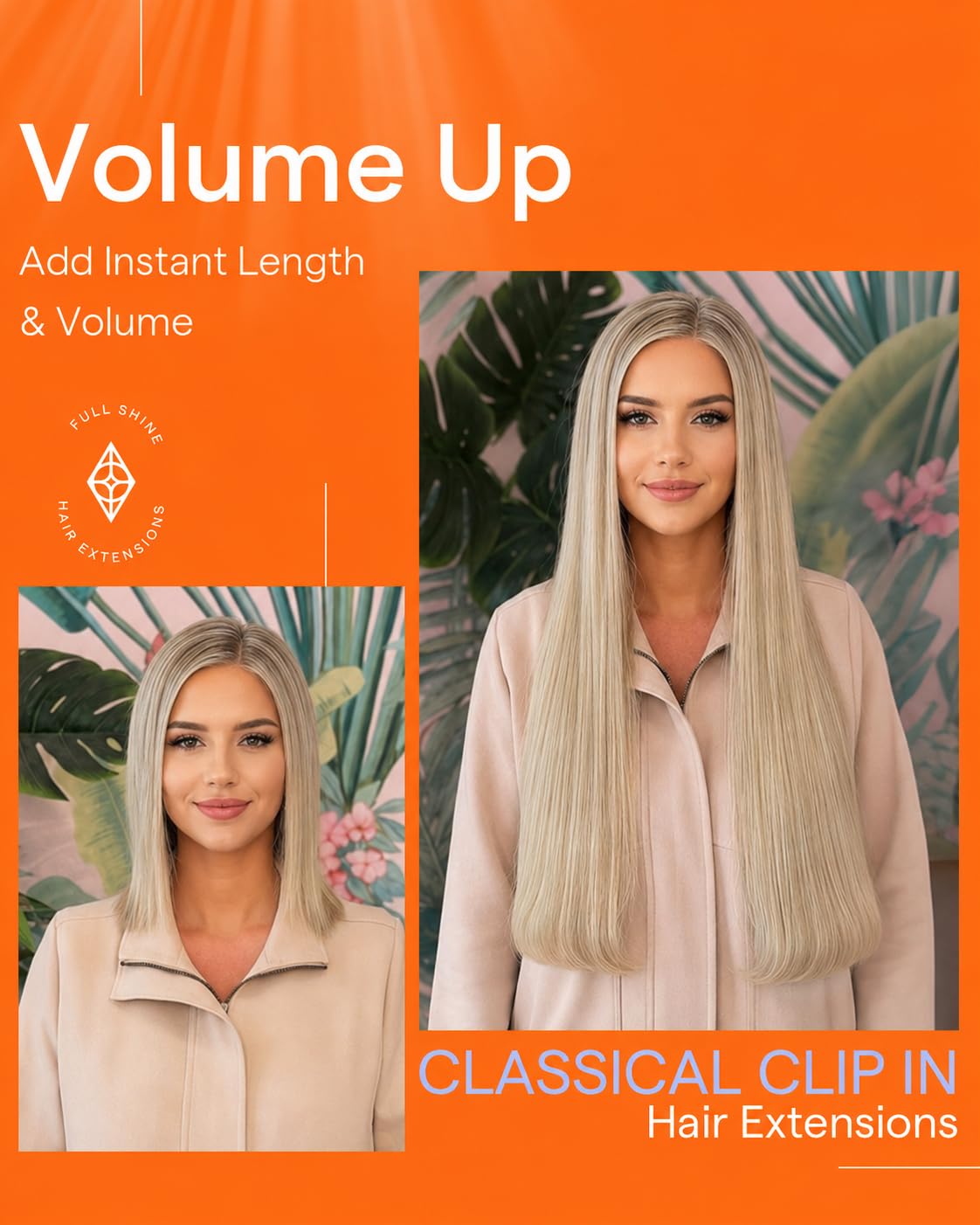 Full Shine Clip in Blonde Hair Extensions in natural light