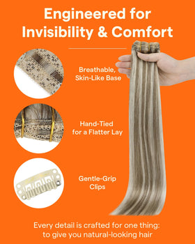 Full Shine Clip in Extensions displayed in various lengths