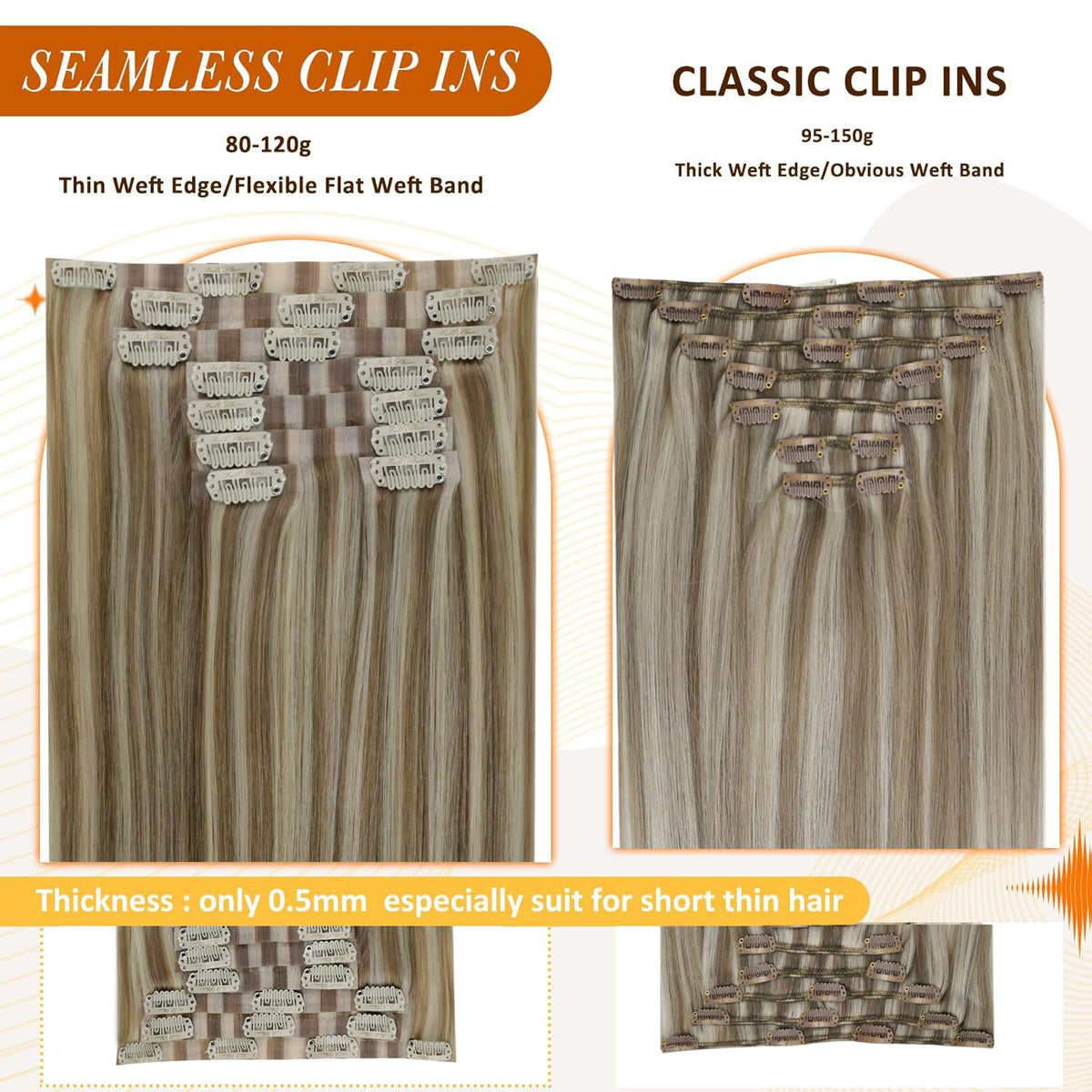 Full Shine Clip in Extensions displayed with hair styling tools