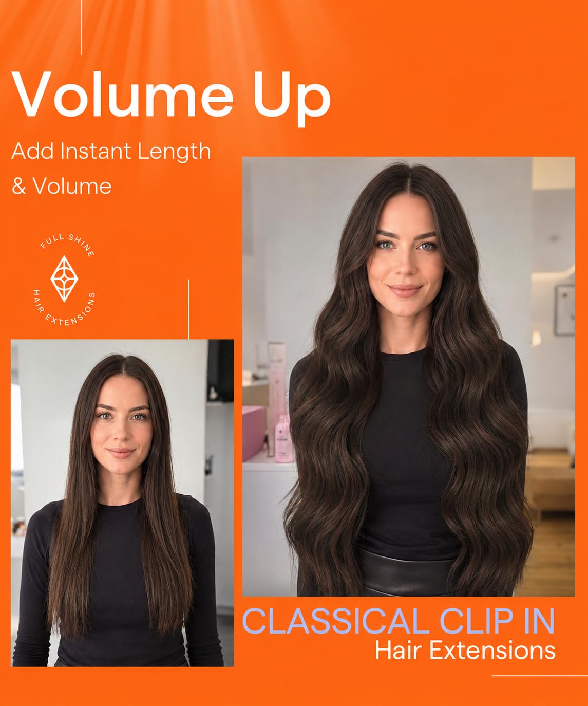 Full Shine Clip in Extensions in natural lighting