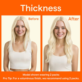 Full Shine Clip-in Extensions Light Blonde installed on hair