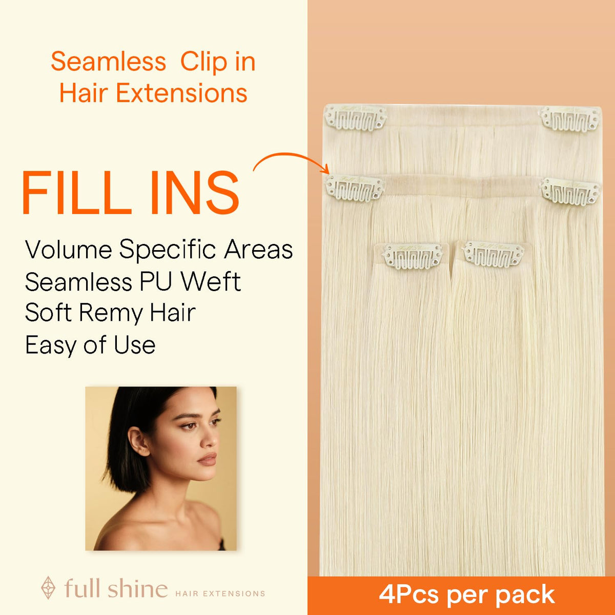 Full Shine Clip-in Extensions Light Blonde packaging