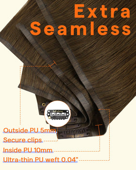 Full Shine Clip in Extensions Medium Brown clip detail