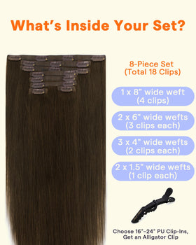 Full Shine Clip in Extensions Medium Brown packaging