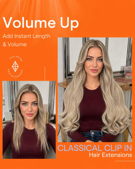 Full Shine Clip in Extensions Teddy Bear Blonde back view