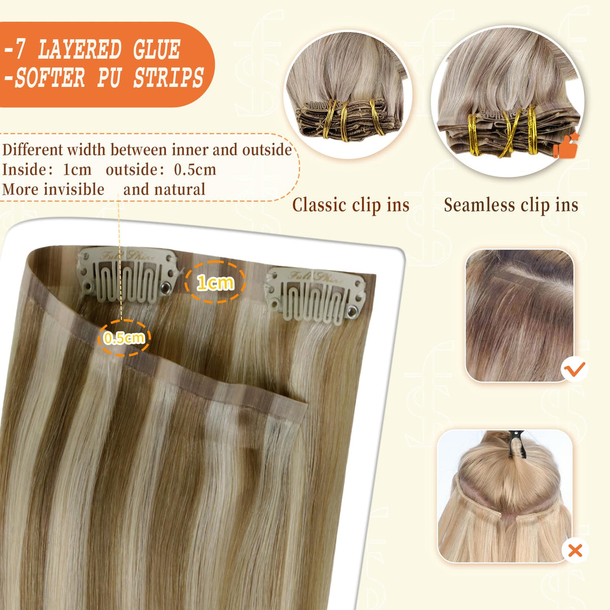 Full Shine Clip in Extensions worn by a model